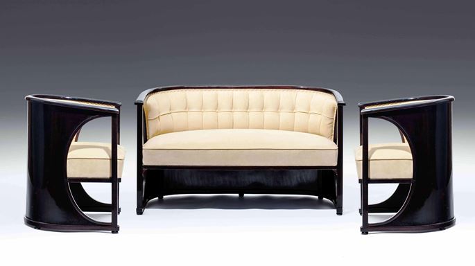 Josef  Hoffmann - SEATING GROUP so-called half-moon suite consisting of: 2 settees, 8 armchairs  | MasterArt